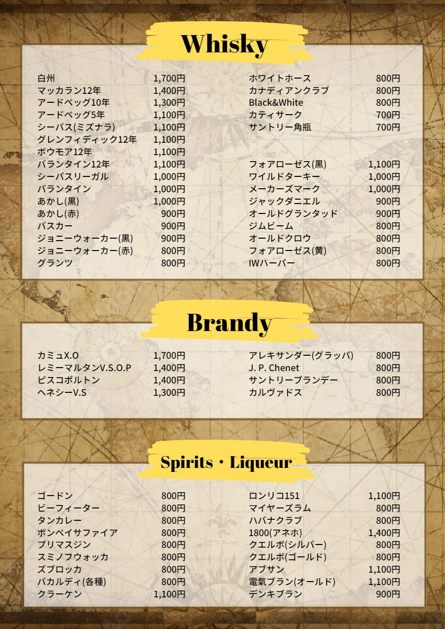 Whisky / Brandy / Spirits